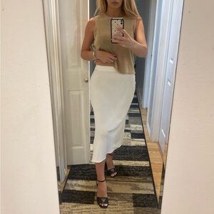 Tan 🙀 textured stretch blouse size Large , OSFM, USA 🇺🇸